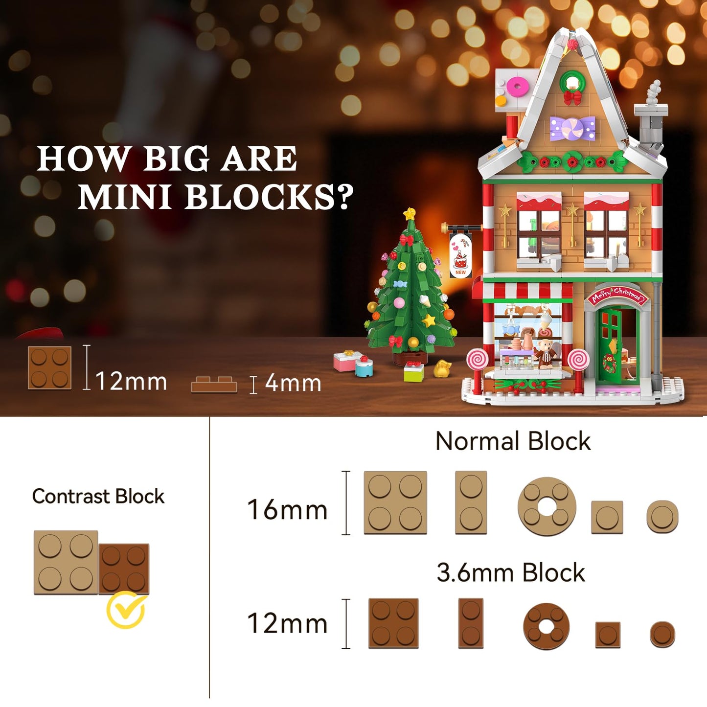 INSOON 2025 Advent Calendar Christmas Mini Building Set with Light, 24 Days Countdown City Main Street Building Block Kit with Xmas Tree, Holiday Gift Building Toys for Adults Kids Boys Girls Ages 8+