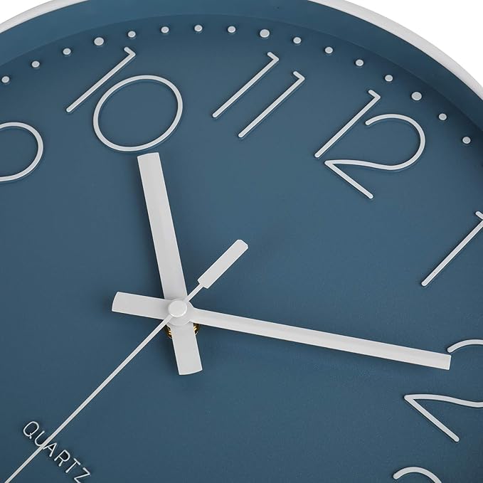 jomparis 10 Inch Cerulean Wall Clock Battery Operated Silent & Non-Ticking Wall Clock Decor for Bathroom Bedroom