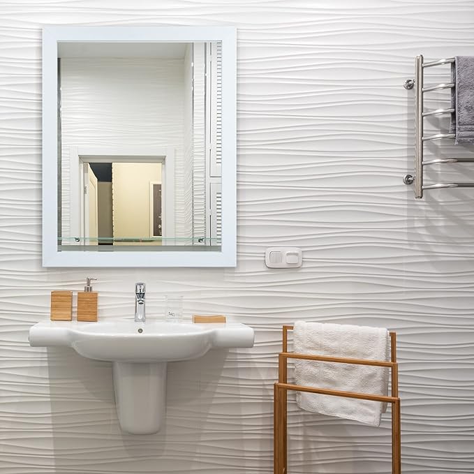 BOMINICA Rectangular Wall Mirror Framed Wall Mirror 16” x 20” for Bathroom, Living Room, Vanity, White