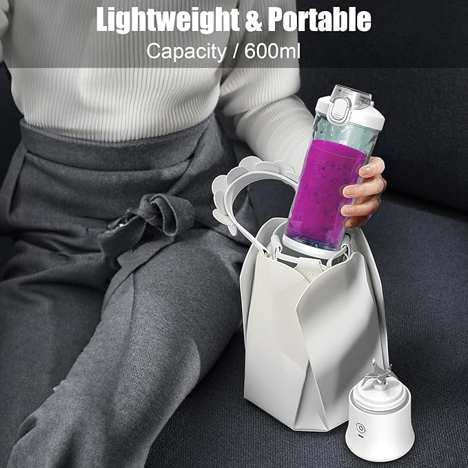 20 Oz Portable Blender for Shakes Smoothies, Travel Gym Home Office, Personal Size with 6 Blades, Waterproof USB Rechargeable Handheld Blender Cup, Black