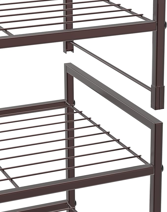 SIMPLE HOUSEWARE 3-Tier Stackable Shoes Rack Storage Shelf, Bronze