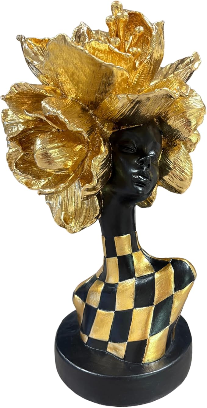 African Statues for Home Decor, Sculptures Decorations for Living Room, 11'' African Lady Art Bust Figurines, Black Modern Aesthetic Ornament for Shelf and Tables, Décor Accents Gifts for Women