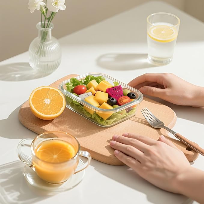 BAYZZ Glass Food Storage Containers, 5 Pack 35 Oz Glass Meal Prep Containers, Lunch Boxes with Airtight BPA-Free Lids, Microwave, Freezer and Dishwasher Safe