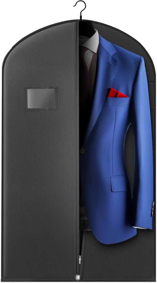 40-inch Suit Bag Garment Bag for Travel and Storage, Garment Bags for Hanging Clothes with Zipper and Visible Transparent Window,1 Pack，Black