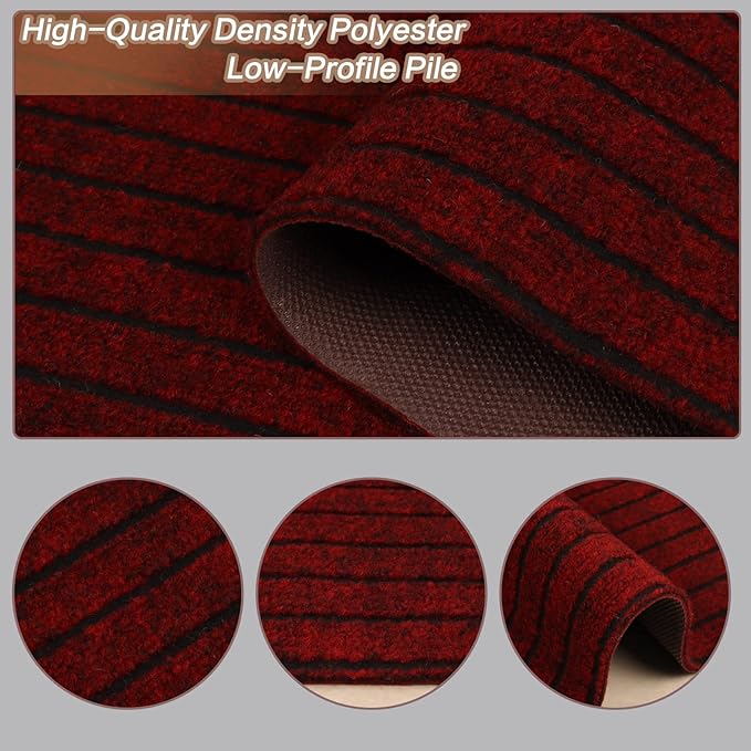 2' x 2' Runner Rugs with Rubber Backing, Indoor Outdoor Utility Carpet Runner Rugs, Stripe Red, Can Be Used as Aisle for The RV and Boat, Laundry Room and Balcony