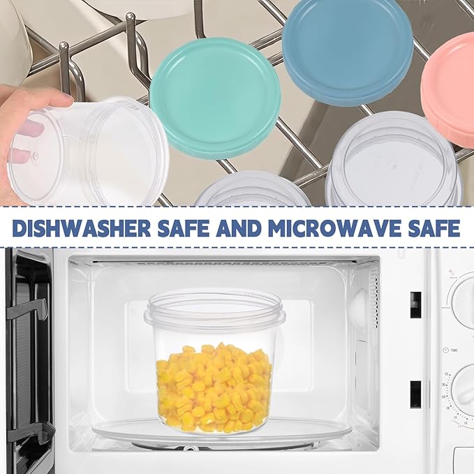 12pcs 16 oz Plastic Deli Containers with Screw Lids, Small Freezer Container Reusable 2 Cup Food Storage Container with Pen & Brush for Snack Salad Fruit, Microwave & Dishwasher Safe BPA Free