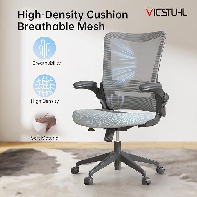 Ergonomic Office Desk Chair with Lumbar Support Flip-Up Adjustable Armrest 120° Rocking,Mesh Computer Chair for Home,Conference Room