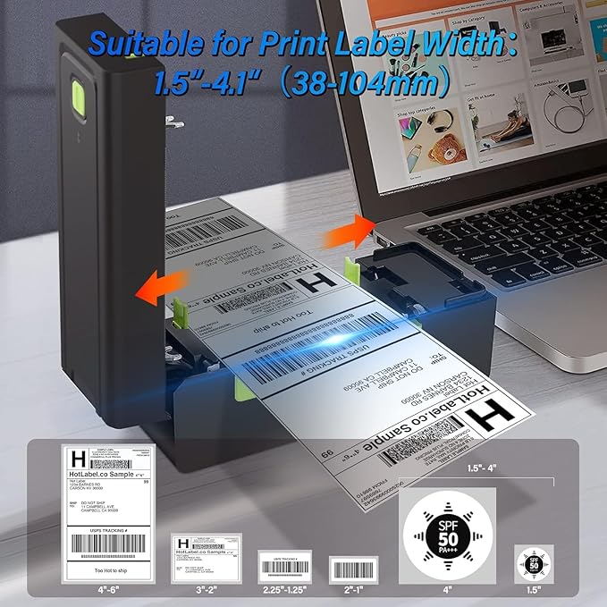 4x6 Bluetooth Shipping Label Printer with Holder Stand – Fast, Easy Setup, Compatible with Windows, Mac, Android & iOS