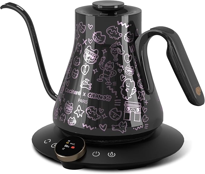 Cocinare x Chanoir FLOW M9 Pro Electric Kettle, Art de Paris Color-Changing Collaboration, Premium Gift Box Packaging with Coffee Mat, ±0.5℉ Temp Control for Coffee & Tea (Chanoir Black)