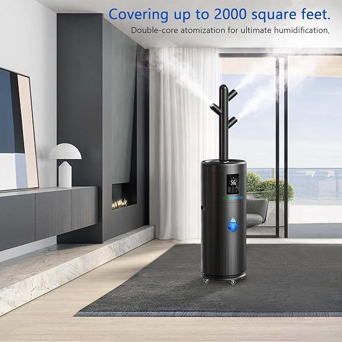 Large Humidifiers for Large Room 2000 sq ft, 17L/4.5Gal Humidifiers for Bedroom, Quiet Floor Humidifier with 4 Mist Mode & Extension Tube for Home Whole House School Office Commercial Plants