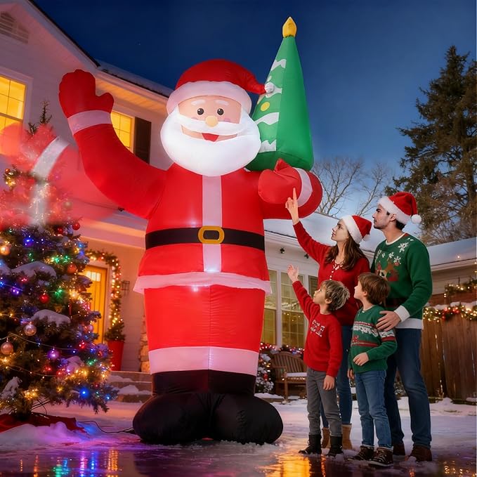 9 FT Waving Christmas Santa Claus Inflatable Outdoor Decoration for Yard,Outdoor Christmas Decoration Inflatable Santa Claus Outdoor with LED Lights for Garden Lawn Home Indoor Winter Holiday Party