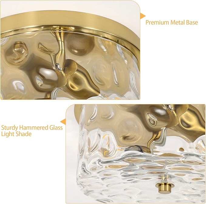 2-Light Flush Mount Ceiling Light Farmhouse Kitchen Island Ceiling Light with Bubble Glass Close to Ceiling Light Fixture for Living Room Bedroom Foyer Hallway