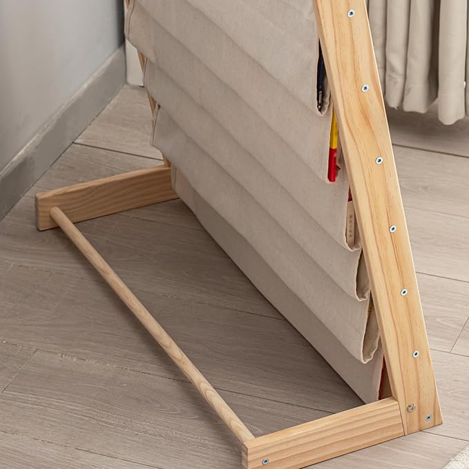 7 Tier Wood Bookshelf for Kids Books Storage Organizer Natural Wooden Book Shelves for Study Room Living Room (29.52" L x 11.81" W x 31.10" H)