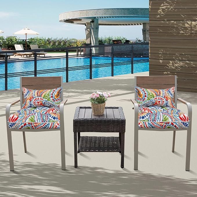 JMGBird Outdoor Chair Cushion Set of 2 Patio Cushions 19x19 with Ties Outdoor Cushions for Patio Furniture