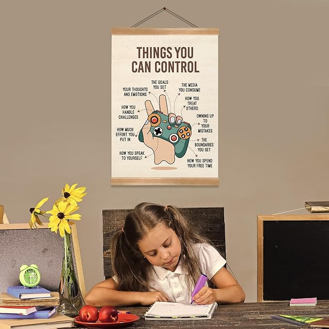 ZTGDA Positive Affirmation Poster,Things You Can Control Poster,Mental Health Gaming Wall Art, Positive Motivational Canvas for Teen Room, Counseling Office, Therapy, or Classroom Decor(Control)