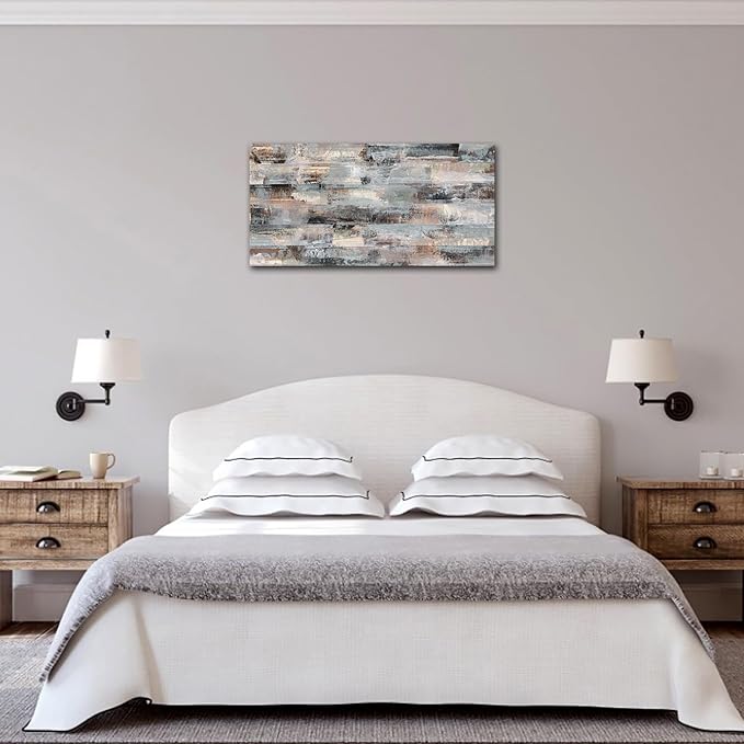 NINEASO Gray Abstract Canvas Wall Art - Grey Brown Picture for Wall Decor Fabric Of Time Canvas Painting Abstract Prints Artwork for Living Room Bedroom Home Office Wall Decoration 20" x 40"
