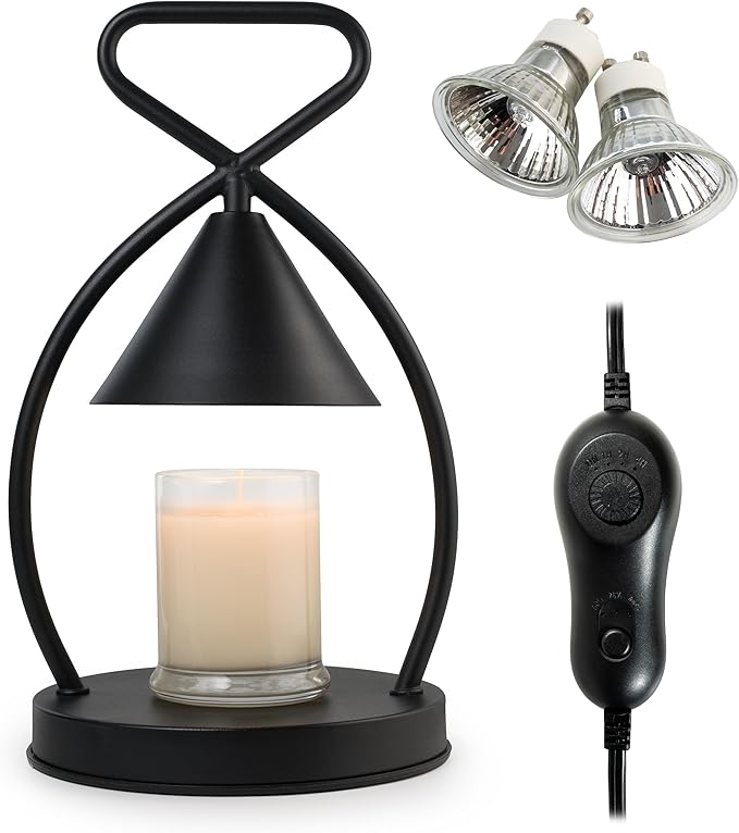 Candle Warmer Lamp with Timer - 1H, 2H, 4H, 2 Bulbs, Compatible with Jar Candles, Adjustable Light and Heat Output, Stylish and Modern Design for 2-in-1 Home Decor, Candle Warmer