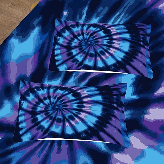 Tailor Shop Swirl Tie Dye Comforter Sets for Women Girls Bohemian Tie Dyed Pattern Bedding Set Bedding Decor Twin Size with 1 Comforter 1 Pillowcase…