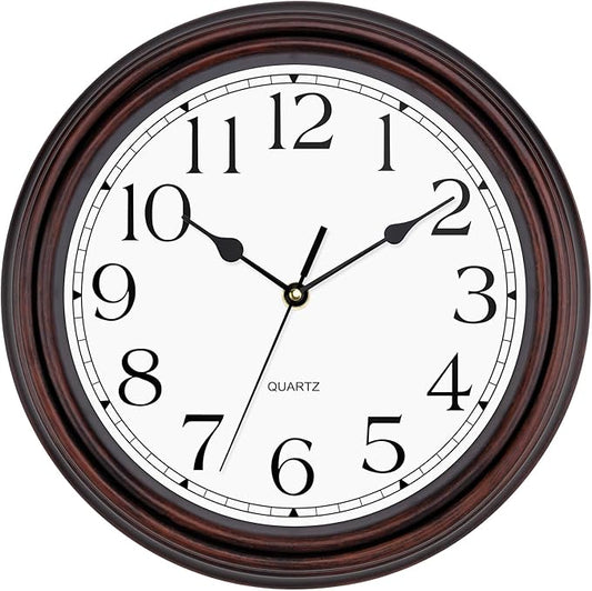 Foxtop 12 Inch Wall Clocks Battery Operated Silent Non-Ticking Classic Vintage Retro Wall Clock Decorative for Office Living Room Kitchen Home (Bronze)