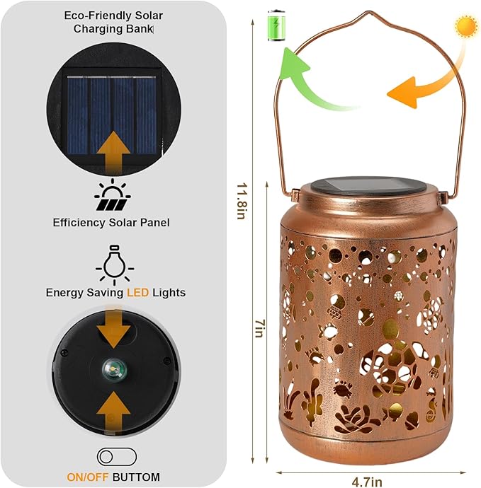 Solar Lanterns Outdoor Turtle Lantern Garden Decor Waterproof Decor Light Hanging Solar Lights Yard Decor,Gifts for Women Gifts for Mom Gifts for Grandma