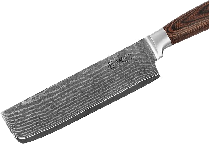 Wakoli Damascus Nakiri & Chef Knife 7-inch - 67-Layer VG10 Core Steel, Razor Sharp Japanese Vegetable Knife with Pakkawood Handle, for Precision Chopping, Slicing & Cuisine - Gift Box (EDIB)