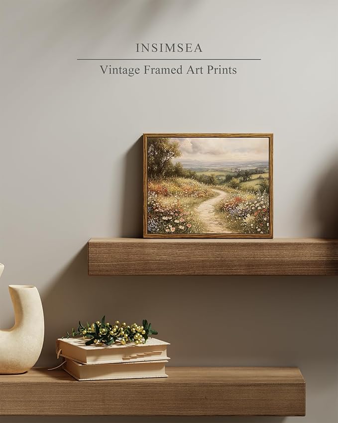 InSimSea Framed Wall Art for Living Room Flower Canvas Art Wall Decor Bedroom Floral Artwork Oil Paintings Picture Prints Rustic Gallery Boho Vintage Botanical Farmhouse Retro Farmhouse Office 8x10In