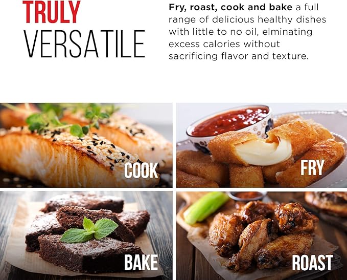 CHEFMAN Small Air Fryer Healthy Cooking, 3.6 Qt, User Friendly, Nonstick, Digital Touch Screen, Dishwasher Safe Basket, w/ 60 Minute Timer & Auto Shutoff, Matte Black, Cookbook Included