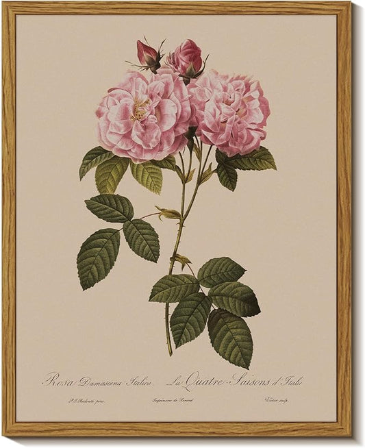 InSimSea Framed Wall Art for Living Room Vintage Rose Flower Paingtings Pictures Wall Decor Aesthetic Floral Art Canvas Print Farm Still Life Artwork Home Decor for Bathrrom Bedroom Shelf Décor 8x10In