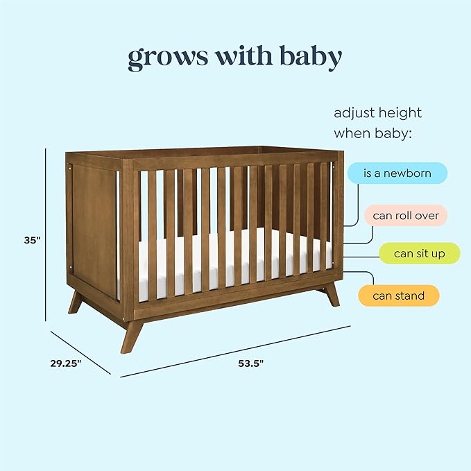 DaVinci Otto 3-in-1 Convertible Baby Crib with Toddler Bed & Daybed Conversion, Durable & Easy to Assemble - GREENGUARD Gold Certified with 4 Adjustable Mattress Heights - Walnut