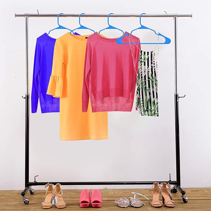 Utopia Home Plastic Hangers 50 Pack - Perfect Space Saving Clothes Hanger - Durable and Strong - Perfect Closet Organizers with Shoulder Grooves (Blue)