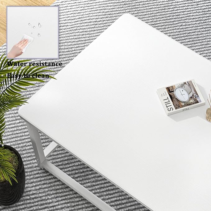 EXCEFUR White Coffee Table, Modern Rustic Wood Center Table with Storage for Living Room, Industrial Rectangle Cocktail Tea Table, 47 Inch