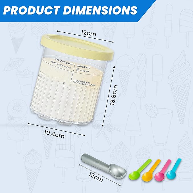 4 Pack Ninja Creami Containers and Lids for, 16oz Creami Containers Compatible with NC299, NC300, NC301 Series Ninja Ice Cream Maker new, Replacement Cups Jars with Colorful Spoons & Scoop, BPA Free