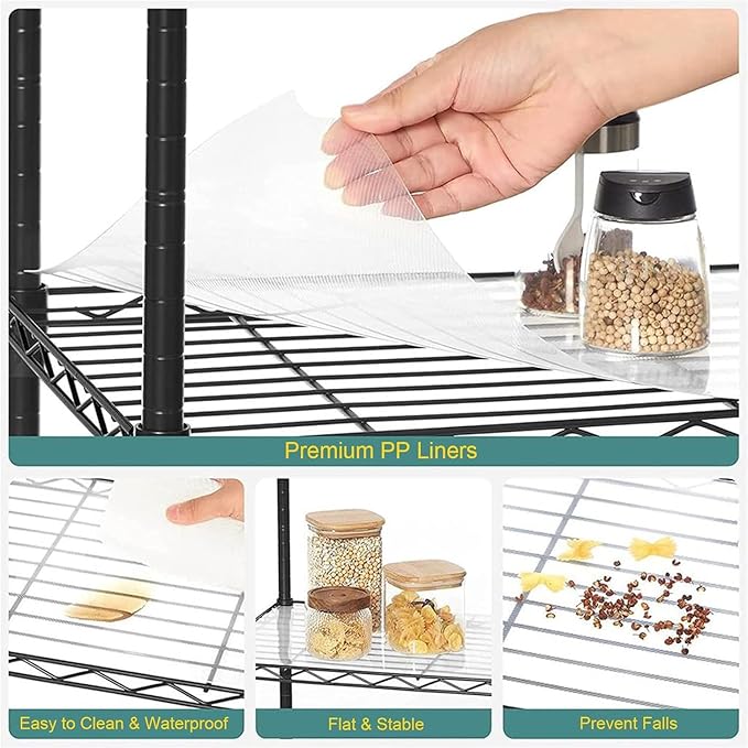 4 Tier Shelves Storage, Wire Shelf Unit, Standing Adjustable Metal Shelves Organizer, Storage Racks for Restaurant Garage Pantry Kitchen Garage(21.2 '' x 11.4" x 43.3 ")