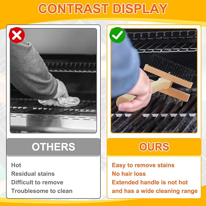 2 Pack Stainless Steel Grill Brush 48 Inch Large Double Ended Grill Brush with Long Handle for Commercial BBQs Outdoor Good Picnic Restaurant Kitchens Dealing with Grease Residue and Buildup