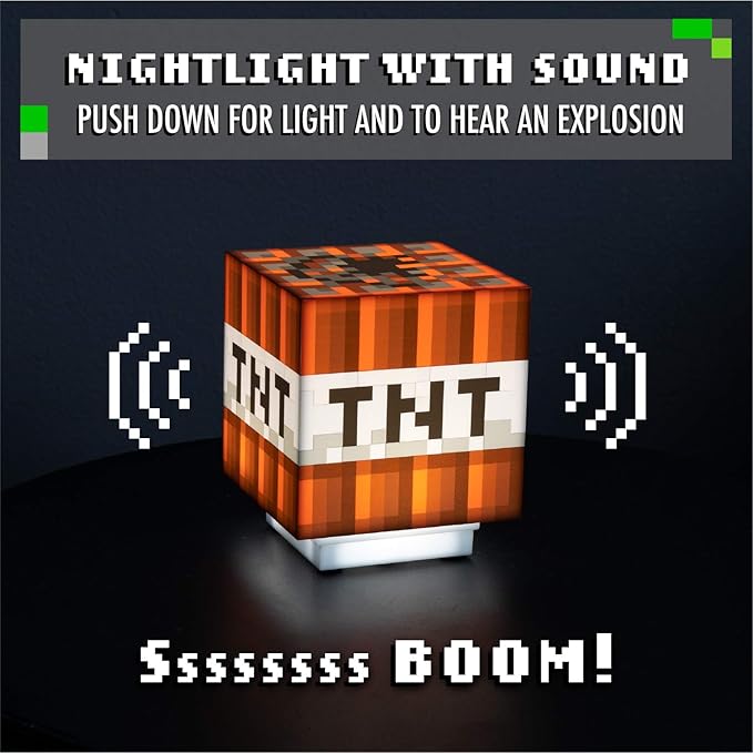 Official Minecraft TNT Light with Game Sounds - Handheld Night Light & Fun Toy for Kids