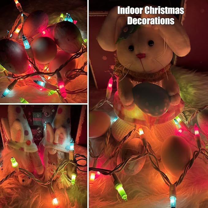 Christmas Lights 100 Count Pastel Decorative Mini String Lights with White Wire for Outdoor Indoor Easter Decorations,Christmas,Wedding,Valentines Day Decor,UL Certified (21feet)