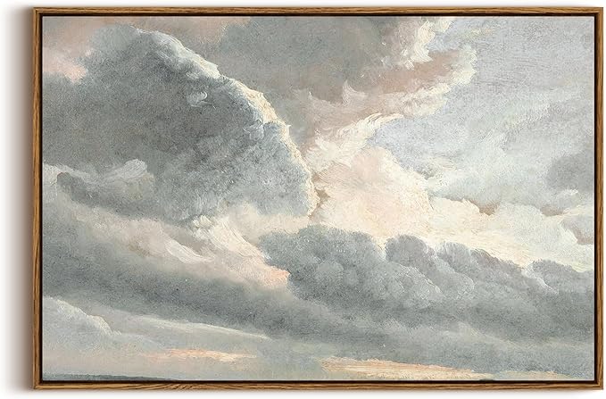 InSimSea Framed Canvas Wall Art - Vintage Landscape, Study of Clouds, Modern Farmhouse & Rustic Decor for Living Room & Bedroom, French Country Style, 20"x30"