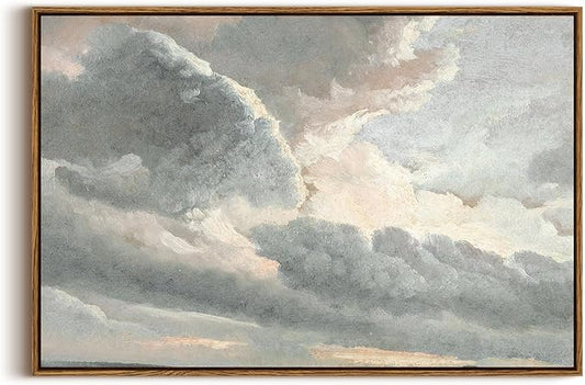 InSimSea Framed Canvas Wall Art - Vintage Landscape, Study of Clouds, Modern Farmhouse & Rustic Decor for Living Room & Bedroom, French Country Style, 20"x30"
