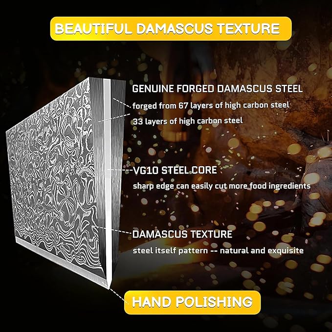 Chef Knife - 67 Layers VG10 Damascus Steel Kitchen Knife 8 Inch Japanese Knife for Slicing Meat Vegetable Cleaver - Cooking Knife with Pakkawood Handle - Ultra Sharp