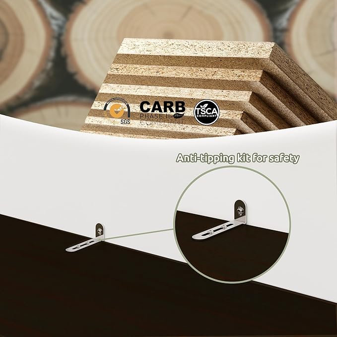 blini 5 Shelf Tall Bookcase with Doors Cherry Wood Bookshelf 31in Wide Display Standing Storage Shelf 72in Tall Wood Book Shelves for Bedroom Living Room Office Library