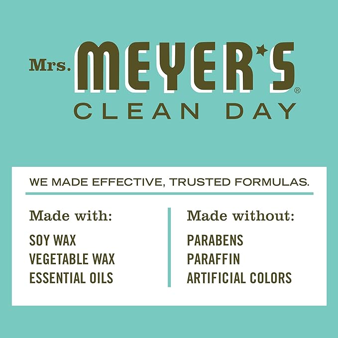 MRS. MEYER'S CLEAN DAY Soy Aromatherapy Candle, 25 Hour Burn Time, Made with Soy Wax and Essential Oils, Basil, 4.9 oz