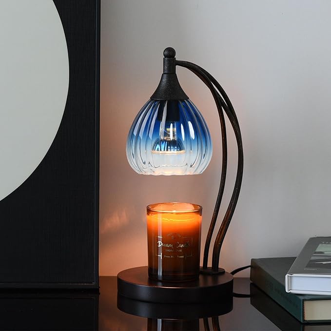 Candle Warmer Lamp with Timer Dimmer - Electric Candle Warmer Light Wax Warmer for Jar Candles - Candle Lamp Warmer Unique Gifts for Women Mom House Warming Gifts New Home Decor Sapphire Gradient