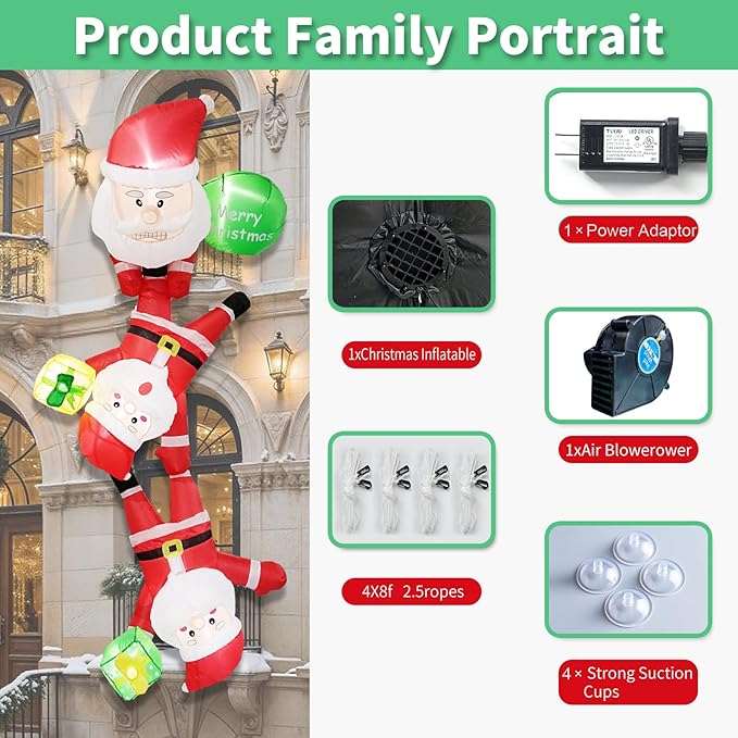 8FT Long Christmas Inflatable Blow up Lighted Yard Decoration Suitable for Christmas Indoor Outdoor Xmas Yard Party Holiday Garden Decor