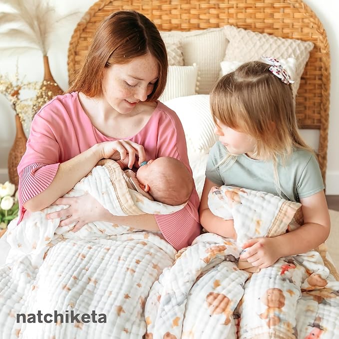 Organic Cotton Muslin Baby Blanket for Boys and Girls - Luxurious Soft Toddler Quilt for Swaddling - Gender Neutral Blankets Makes a Great Jungle