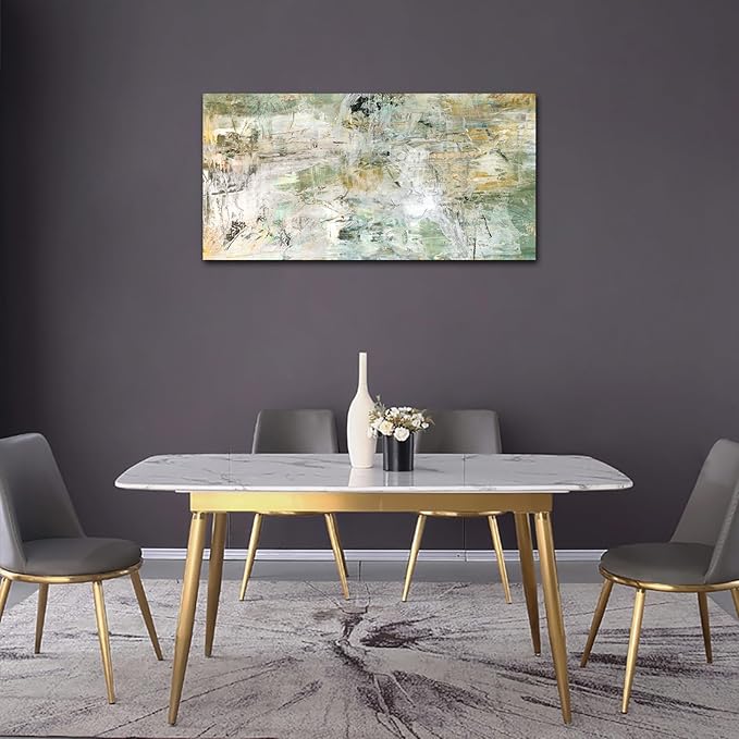 NINEASO Brown Green Abstract Wall Art - Unearthed World Abstract Canvas Pictures for Wall Decor Modern Abstract Canvas Painting Artwork for Living Room Bedroom Home Office Wall Decorations 20" x 40"