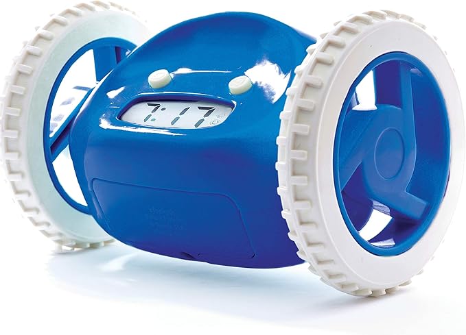 CLOCKY Extra Loud Alarm Clock for Heavy Sleepers on Wheels Rolls Runs Away Vibrating Easy to Set Super Smart Snooze Digital Bed Shaker Alarm Clock Funny Gift for Adults Kids Teens Bedrooms (Navy)