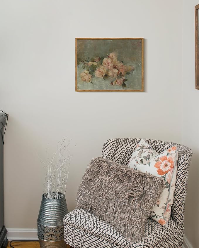 InSimSea Framed Wall Art for Living Room Decor Classical Oil Painting Roses Canvas Prints Vintage Wall Art Decorations for Bedroom Home Office Bathroom Decor 11x14in