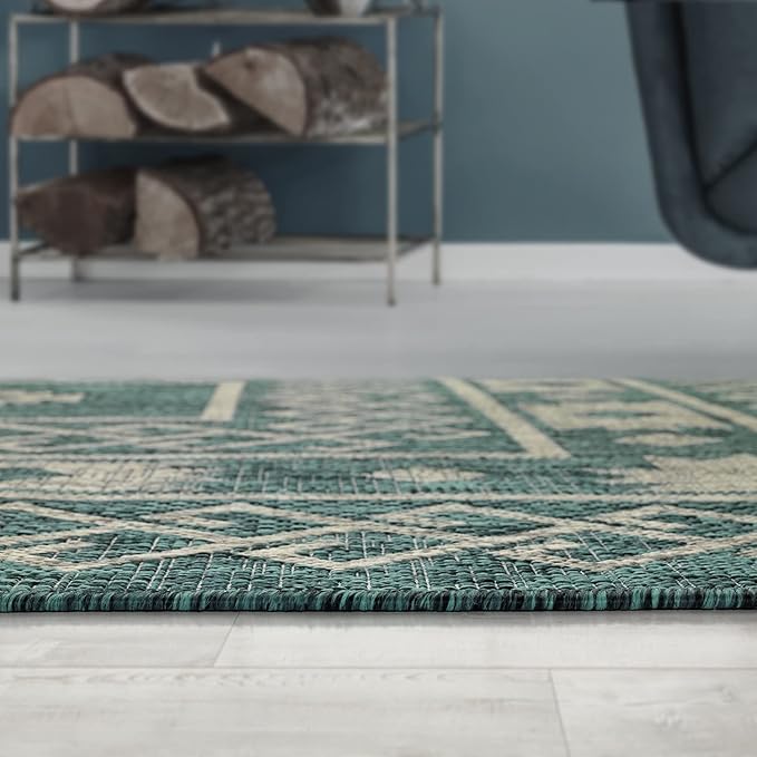 Antep Rugs Patio 8x10 Outdoor/Indoor Southwest Aztec Native Area Rug (Green, 7'10" x 10')