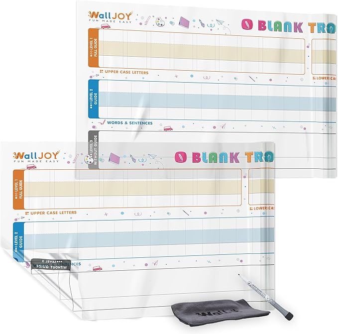 Large Handwriting Practice Dry Erase Board – 42x16” Blank Tracing, Reusable Lined Whiteboard for Kids, Adhesive-Free Clear Writing Board for KG-2nd Grade, Home & Classroom, with Marker