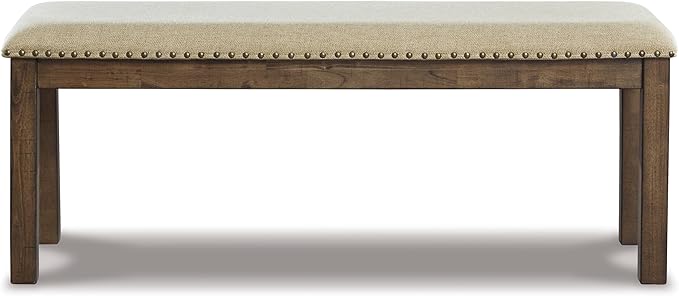 Signature Design by Ashley Moriville Casual Rustic Upholstered Dining Bench, Grey & Brown